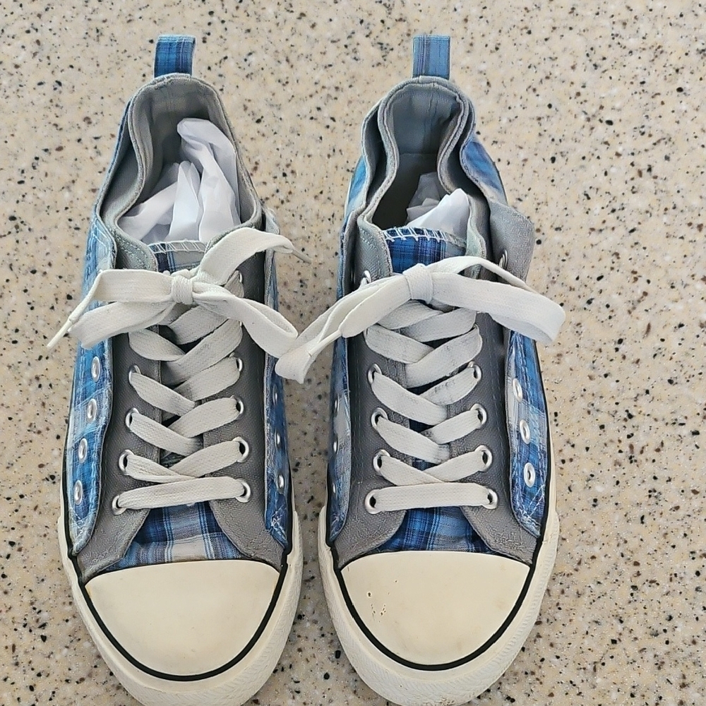 Deb Blue Plaid Sneakers